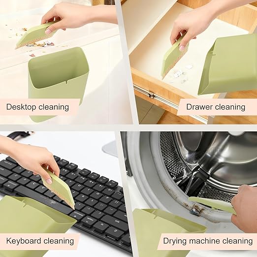 Mini Trash Can Broom Dustpan: Small Hanging Garbage Lint Bin for Laundry Room Office Desk Kitchen Cabinet Door Dorm Table RV Car - Tiny Countertop Bedside Wall Mount Trashcan Brush Dust Pan Set