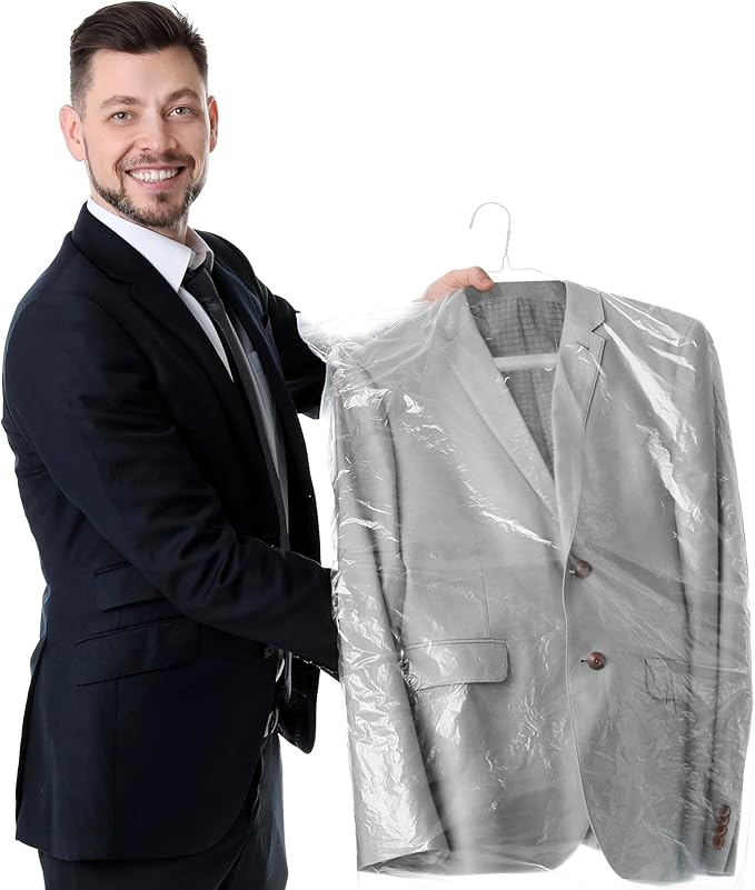 50 Pcs Dry Cleaner Hangers with Tubes - 16" Wire Hangers Bulk for Pants Caped Suit & Strut Home or Dry Cleaners (White)