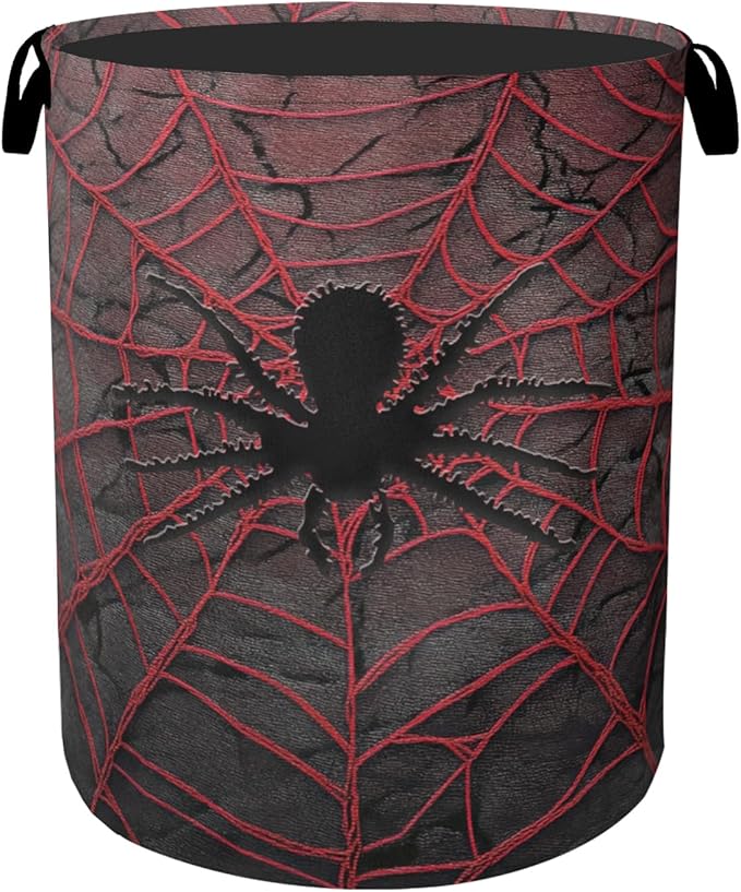 Spider Web Cool Foldable Laundry Hamper - Waterproof Fabric Storage Basket with Handles, Clothes Hampers for Laundry,Bedroom,Dorm