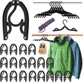 24 Pcs Black Travel Hangers Foldable for Suitcase, Portable Folding Clothes Hangers with Clothesline Travel Accessories, Cruise Ship Essentials Portable Foldable Hangers Drying Rack