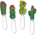 Supreme Housewares Cactus Themed Cheese Spreaders, Hand-Painted Resin Handles with Stainless Steel Blades for Spreading Cream Cheese, Butter, and Jam, Assorted Designs, Set of 4