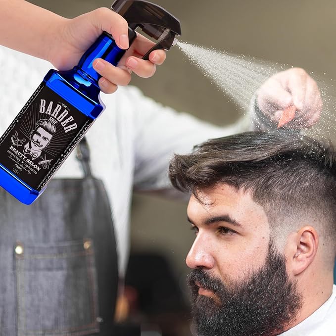 Water Sprayer 500ml/16.9oz Hair Spray Bottle Hairdressing Barber Spray Bottle Whisky Squirt Bottle Mist Salon Hair Tools Home Gardening (Blue)