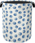 Blue Polka Dots Laundry Basket with Handles - Extra Large Foldable Hamper for Bathroom/Laundry/Bedroom/Dorm, Washable Fabric Storage Bin