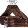 Wooden Hangers Premium Natural Wood Hanger Well Polished Ergonomic Design & Sharply Cut Notches with Swivel Hook (Brown, Pack of 30)