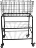 Wire Rolling Laundry Baskets with Wheels, 3 Tier Garment Storage Cart, Commercial Wire Laundry Cart, 66lbs Load Capacity, Garment Metal Rack for Clothes Wash and Dry Sort (Black)