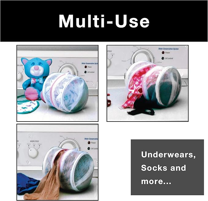 Smart Design Intimate Wash Bag with Safety Zipper - Set of 2 - Washing Machine Safe - Fine Mesh Nylon Polyester - Bra, Hosiery, Pantyhose, Delicates, Lingerie, & Baby Clothes - 6.5 x 5.5 Inch - White