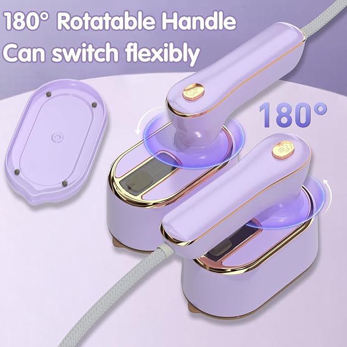 Travel Steamer Iron for Clothes - Portable Ironing Machine Small Size Portable Steamer Travel College Dorm Home Essentials (Purple)