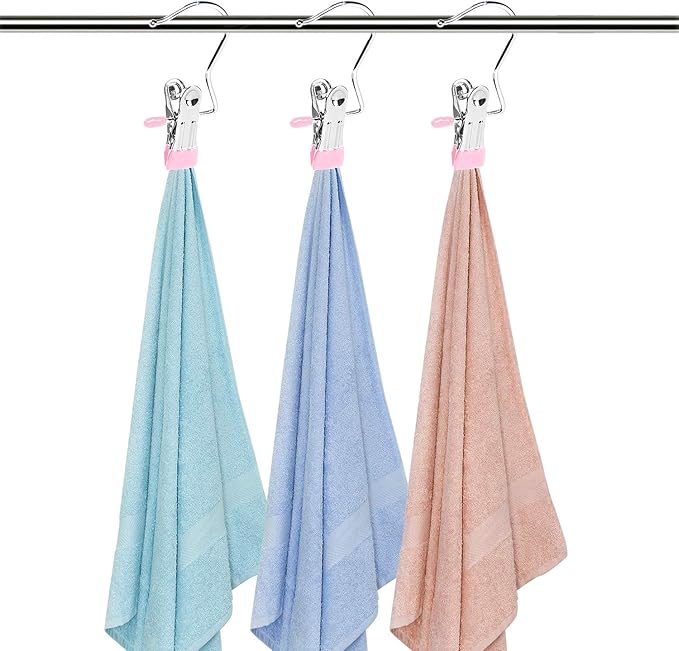 15 Pack Boot Hanger for Closet, Laundry Hooks with Clips, Boot Holder, Hanging Clips, Portable Multifunctional Hangers Single Clip Space Saving for Jeans, Hats, Tall Boots, Towels(Pink)