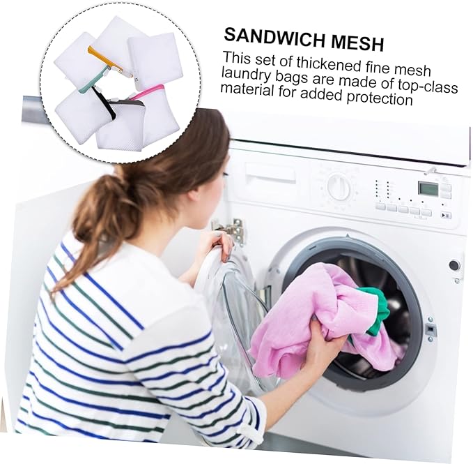 6-Pack Mesh Laundry Bags with Zipper for Washing Machine Travel & Delicate Clothing Organizer Foldable Lightweight Mesh Wash Bags for Bras Underwear