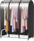 Kntiwiwo Clear Garment Rack Cover, Clothes Rack Cover Clothing Rack Cover with Durable Zippers for Garment Rack, Clothes Rack, White, 50"L x 20"W x 60"H (Rack Not Included)