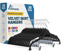 Lifemaster Velvet Skirt Hangers – with Adjustable Clips, 360 Degree Swivel Hook, and Non-Slip Shoulder Notch, Holds Up to 10 lbs, for Organizing Skirt, Pants, Dress, and Clothes, Pack of 30, Black