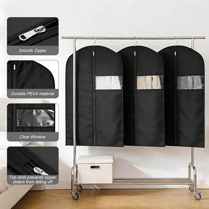 24 Pack Garment Bags for Hanging Clothes,40-inch Suit Cover Bags for Men Closet Storage Bags for Dresses, Shirts, Fur Coats, Dance Costumes - Hanging Suit Cover with Zipper and Clear Window