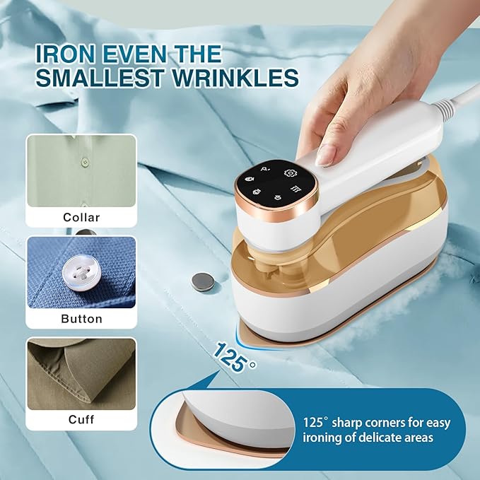 Travel Steamer & Iron 2 in 1, Portable Handheld Mini Steam Iron, 3 Secs Fast Heating, Suitable for Travel, Home & Dorm (Beige)