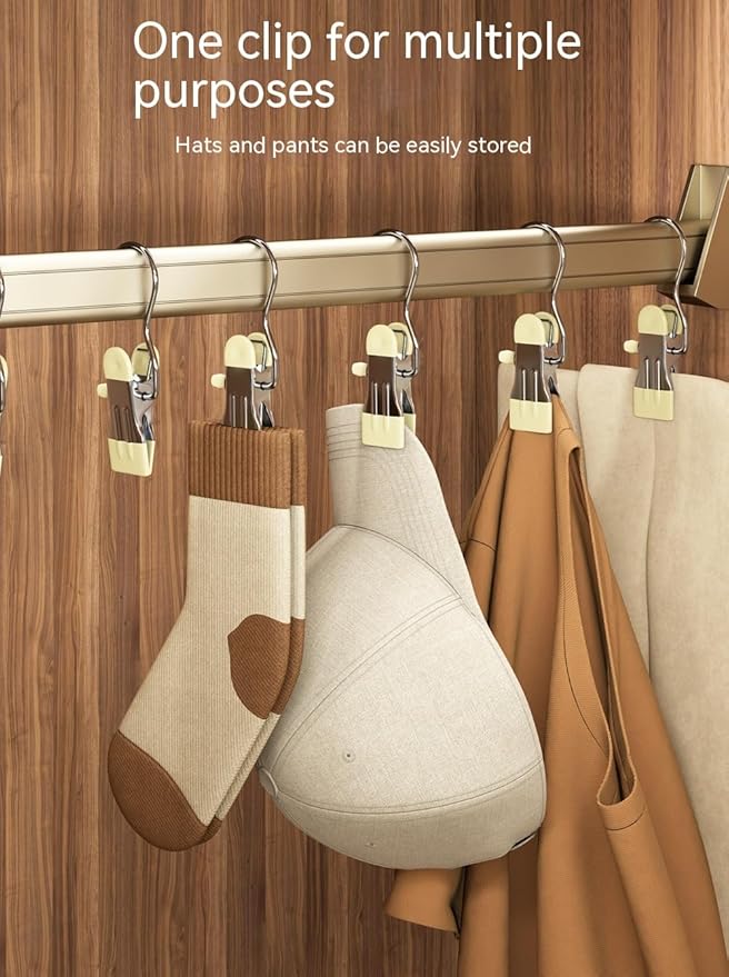 10/30/50Pcs Space-Saving Clothespin, Upgrade Double Head Clamp Dipped Hanger for Closet Hooks Garment Clip Hat Pants Storage Hanging Travel Hook (White, 30PCS)