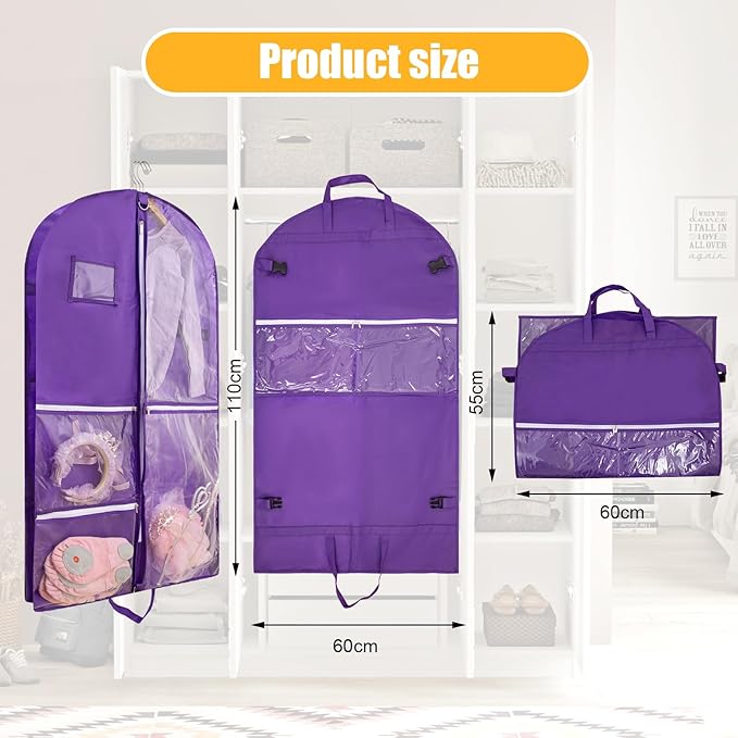 1 Pack Garment Bag for Dance Costumes,40 Inch Dance Garment Bags for Dancers Kids Dance Recital Bags Competition Cheer Uniform Garment Bag for Travel Storage,Dance Recital Gifts for Girls
