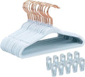 30-Pack 11 Inch Baby Closet Hangers with 10 Clips - Soft Velvet Non-Slip Hangers for Infant & Toddler Clothes - Blue
