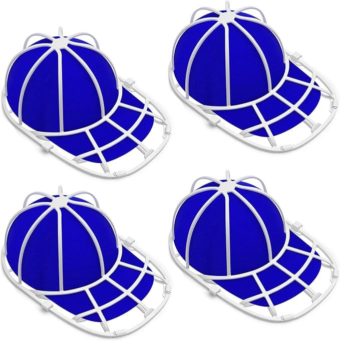 Haiou Hat Washer Cage - Protect Shape & Prevent Damage in Washing Machine/Dishwasher, Fits All Baseball Caps，White (4 Pack)