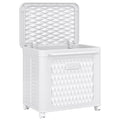 VECELO Rolling Storage Bins with Lid, Plastic Organizers Cart with Wheels & Handle, Foldable Storage Containers for Laundry, Bathroom, Bedroom, 19.3" x 13.8" x 19.1", White