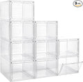 Storage Bins with Lids, 9 Pack Plastic Storage Containers with Magnetic Door, 19 Qt Stackable Clear Storage Box for Home, Office Organizing