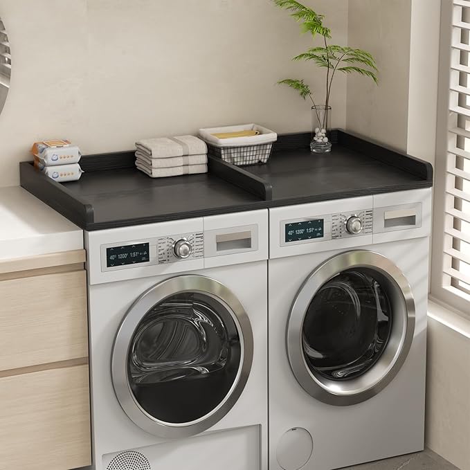 VOPEAK Washer and Dryer Countertop, Laundry Countertop, 54" x 27.5" Spacious Washer Dryer Topper, Wooden Washing Machine Topper for Laundry Room Organization and Folding Clothes, Black