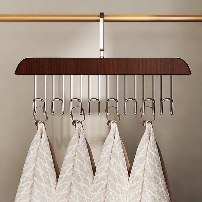 Belt Hanger 4Pcs Belt Hanger with 32 Hooks Bra Hangers for Closet,Space-Saving Wooden Closet Hanger Organizer for Ties, Scarves, Bras,Tank, Tops (Wood)