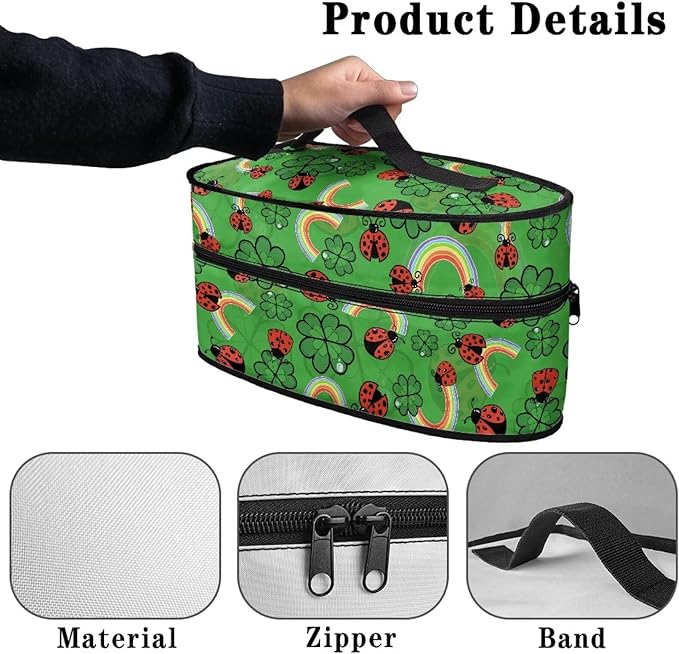Ladybird Iron Storage Bag Fall Decorations for Home Irish Holiday Decoration ShamrockTravel Iron Storage Case Steamer Carrying Case with Handle Zippered