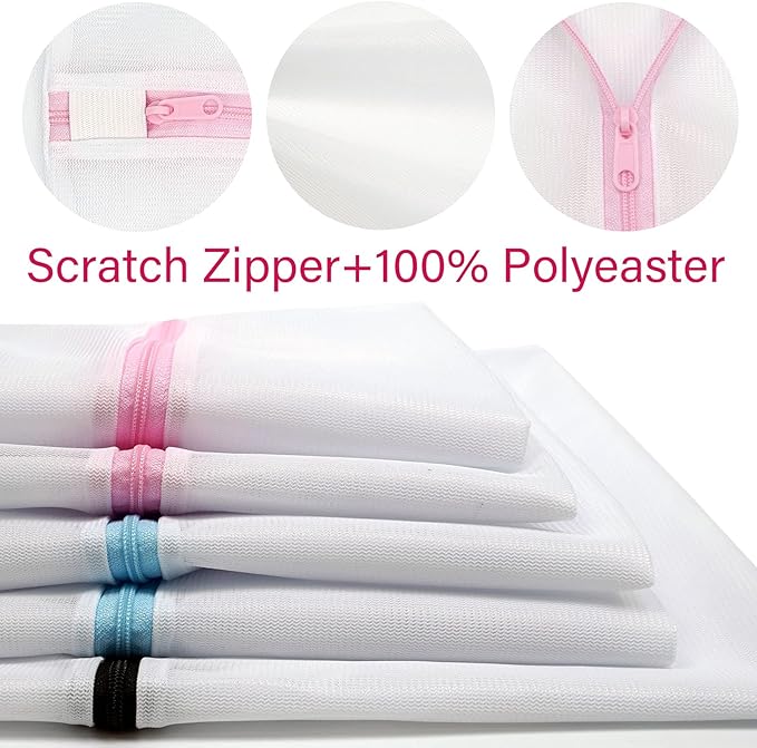 Casaphoria 5Pcs Bra Laundry Bags for Washing Machine, Large Travel Lingerie Laundry Bags for Dirty Clothes, Underwear Mesh Wash Bags for Delicates