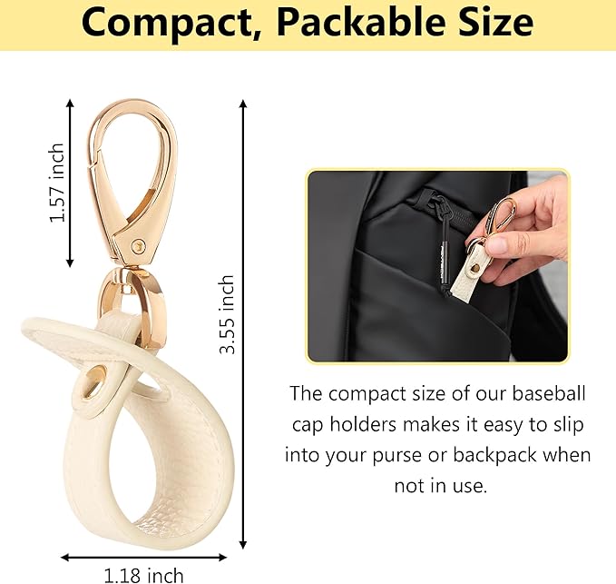 BAREFOOT CARIBOU Hat Clip for Travel, Hands-Free Bag, Backpack, Purse, and Hiking Gear Clip-on Holder Strap for Baseball, Snapback, and Ponytail Caps