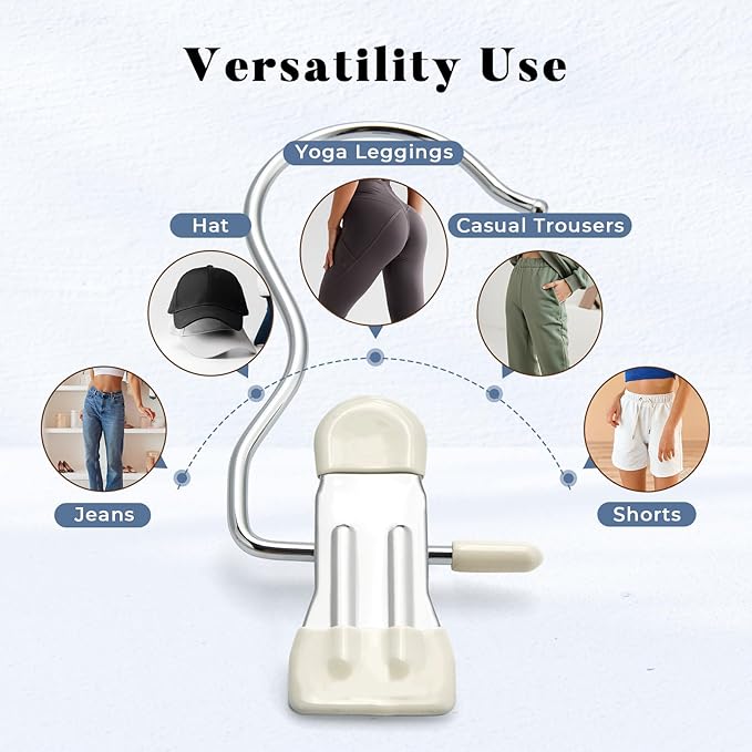 HOUSE DAY Legging and Yoga Pants Hangers with Clips 20 Pack, Closet Organizer Clips, Space Saving Hanging Clips for Hat, Bag, and Home Storage - Ivory