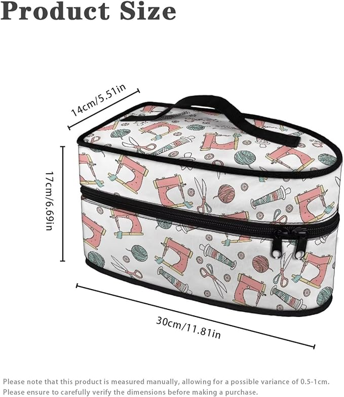 Sewing Machine Print Portable Iron Storage Bag,Dustproof Bag for Travel Mini Steam Iron Universal for Most Iron Home Decoration,Easy to Carry(Bag Only)