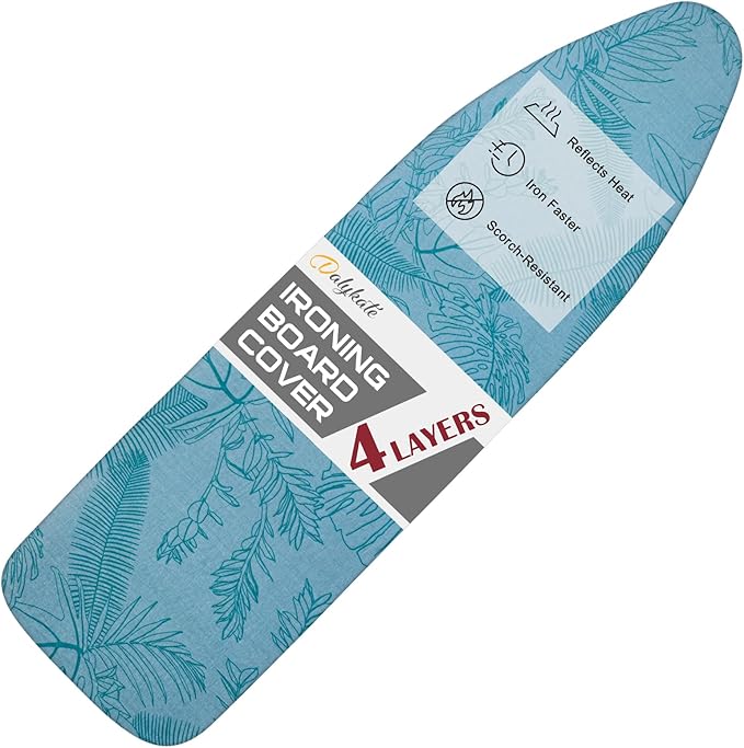 Dalykate Ironing Board Cover 21 x 57 with Scorch and Stain Resistant Thick Padding and Elasticized Edge Ironing Board Covers 4 Fasteners and 1 Protective Scorch Mesh Cloth