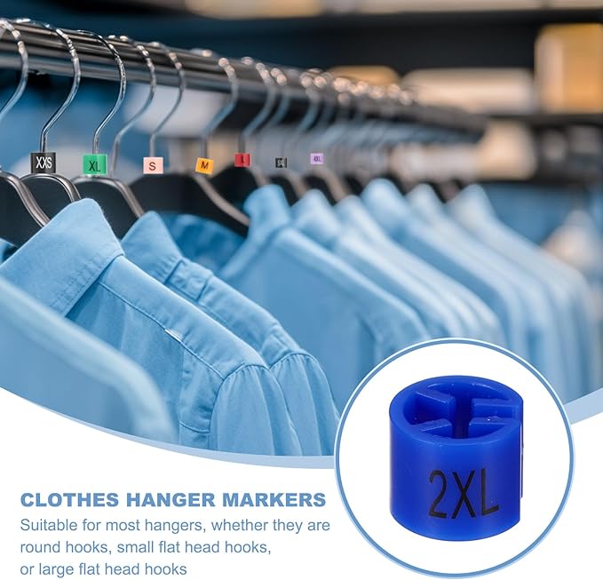 PATIKIL 100 Pcs Clothes Hanger Markers, 2XL Size Tags Fit 3mm Rod Garment Size Hanger Clips Color Coding Label for Clothing Hangers, Dark Blue