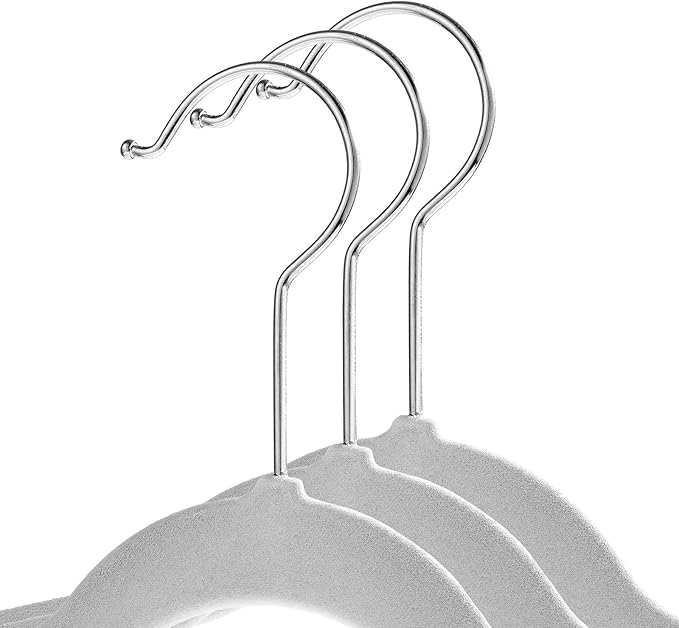 Casafield 50 Gray Velvet Suit Hangers - Space-Saving Non-Slip Clothes Hanger
