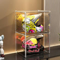 Large Clear Stackable Plastic Storage Bins with Door, Dustproof Figures Collectibles Display Case, Football & Motorcycle Helmet Showcase, Basketball, Memorabilia Organizer Box (XL, Count, 1)