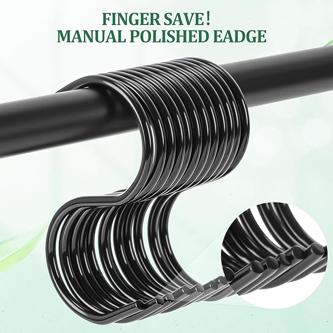 48 Pack 3.5 Inch Small S Hooks for Hanging Plants, Mini Black Metal Hangers for Kitchen Cups Mugs Utensils Jewelry DIY Crafts Vinyl Coated Non-Slip Utility Hooks