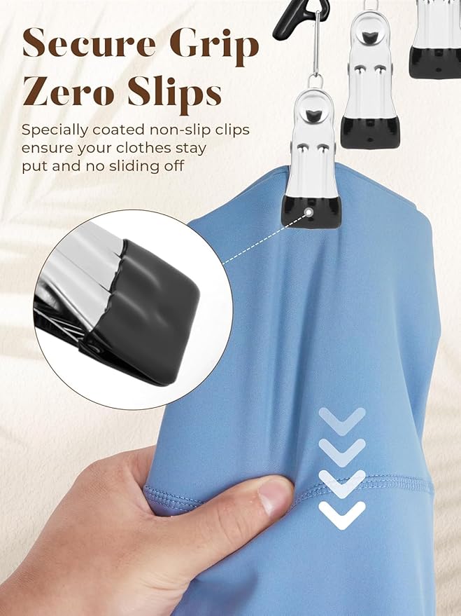 2 Pack Space Saving Metal Yoga Pants Hangers. Specially Coated Non-Slip Clips. Declutter & Streamline Your Closet - Organized & Neat.