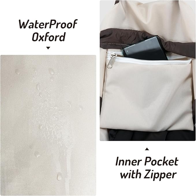 Seiritex Laundry Bag Backpack with Shoulder Straps and Detergent Holder Clothes, Travel Laundry Backpack Bag Hamper for College Dorm Room (Khaki w Brown)