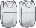 WD&CD 2PCS Laundry Baskets Foldable Pop Up Mesh Washing Laundry Basket Bag Bin Hamper Toy Tidy Storage Organiser Organizer(Gray)