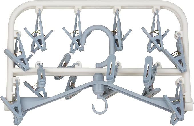 Premium Cloth Drying Hanger Rack(24 Clips) 360 Degree Portable & Rotatable Clips,Baby Clothes Hanger, Foldable Hanger (Grey)