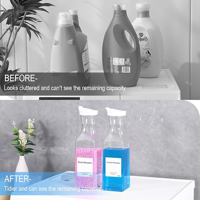 50 OZ Liquid Laundry Detergent Dispenser, Plastic Detergent Container for Organizing, Fabric Softener and Soap Dispenser, Powder Organizer for Laundry Room, 2 Pack