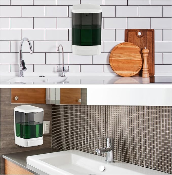 Manual Soap Dispenser 33oz Wall Mount Commercial Hand Soap Dispenser for Bathroom, Kitchen, Refillable Shampoo & Conditioner Dispenser for Liquid Gel