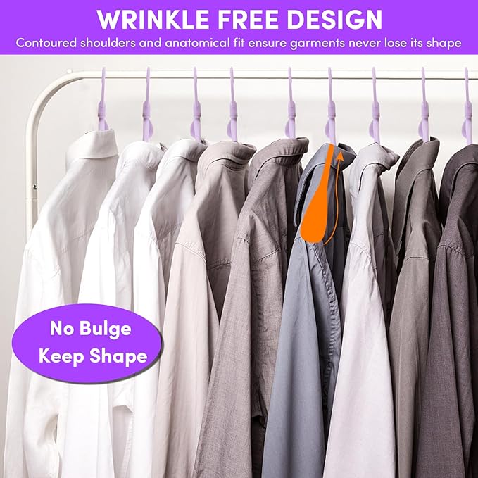 DEDU Plastic Clothes Hangers 20 Pack, Extra Thick Wide Shoulder Coat Hangers with 360° Swivel Hook Non Slip, Sweater Hangers Suit Hanger for Suits, Sweater, Dresses, Pants (Purple)