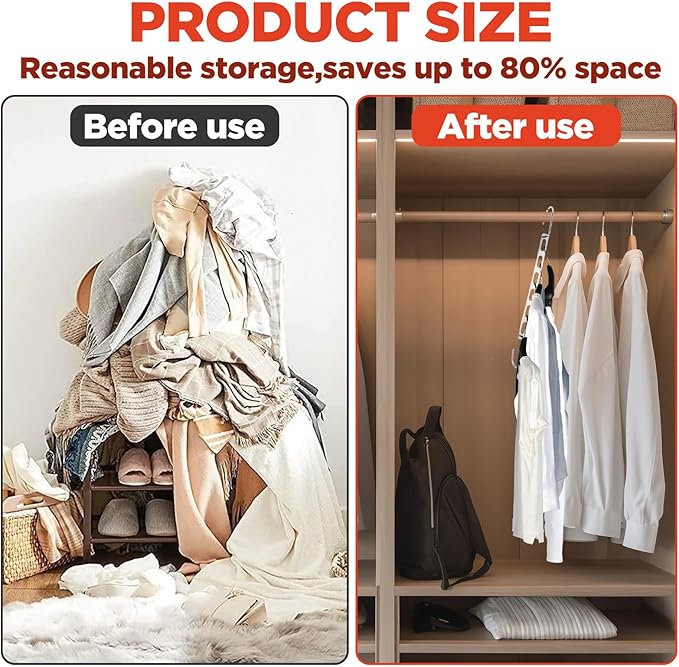 12-Pack Metal Hanger Organizer, Foldable Closet Hanger Rack, Sturdy Multiple Hangers in One Space Saver for Heavy Clothes, Closet Organizers, and Dorm Room Essentials.