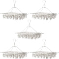 5 Pack 17x10 inch Stainless Steel Drying Rack with 60 Clips, Swivel Sock Drying Rack with Windproof Clips, Stainless Steel Clothes Hanger for Bras, Clothes, Sock & Underwear Towels