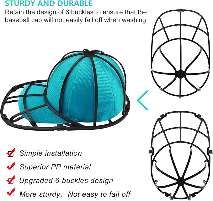 Coopahce Hat Washer for Washing Machine, Hats Cleaner for Baseball Caps, Hat Washing Cage Cap Washer, Dishwasher Hat Holder