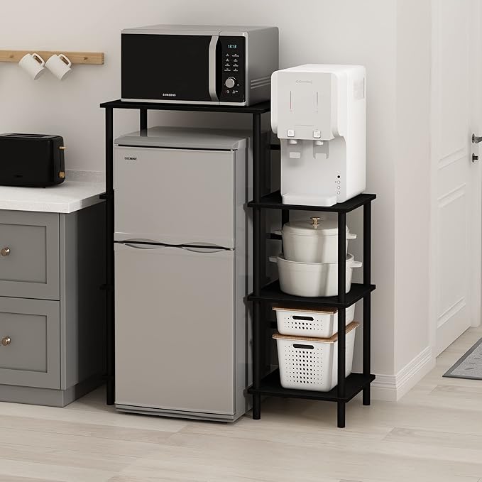 Furinno Turn-N-Tube Toolless Kitchen Storage Shelf Tall, Americano/Black