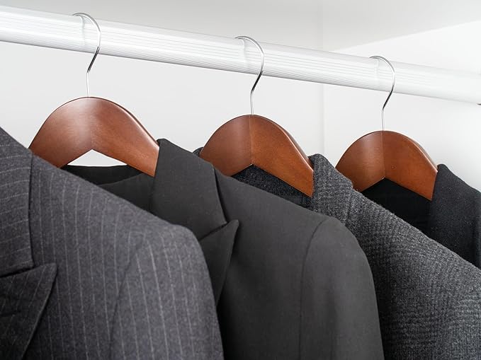 StorageWorks Wooden Hangers 6 Pack, Extra Wide Shoulder Wood Coat Hanger for Coats, Shirts, Jackets, Pants, Suits, Light Walnut Color
