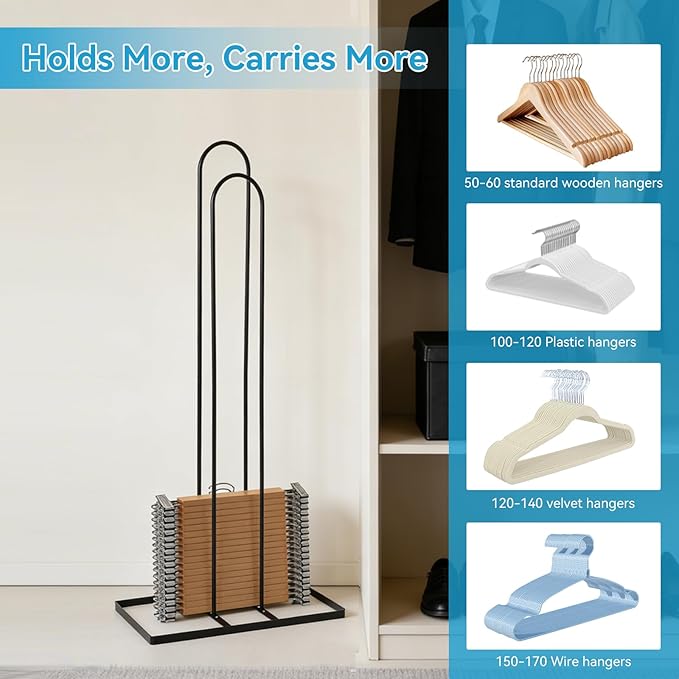 Hanger Organizer Stacker 33 inch Height - Hanger Storage Rack Stand - Clothes Hanger Holder Hold up to 120 Velvet Hangers for Closet and Laundry (Black，1PC