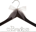 Ella Celebration Bride to Be Wedding Dress Hanger Wooden and Wire Hangers for Gown (Black with Silver Wire)
