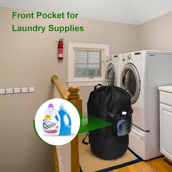 Large Laundry Bag Backpack with Padded Shoulder Straps,College Dorm Room Essentials Laundry Back pack,Adjustable Chest Clasp,Laundry Bookbag for Travel,Laundromat,Apartment,Students